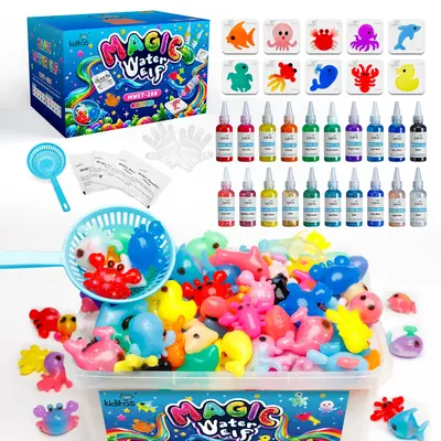 Kiditos Magic Water Elf Toy Kit with 20 Magic Gels, 10 Molds - Imaginative Play, Christmas Gifts, Birthday Gifts, Party Favor...