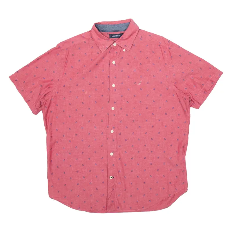 NAUTICA Anchor Mens Shirt Red Crazy Pattern M