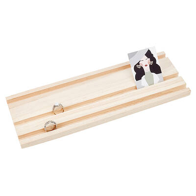 3-Slot Wood Earring Display Card Tray