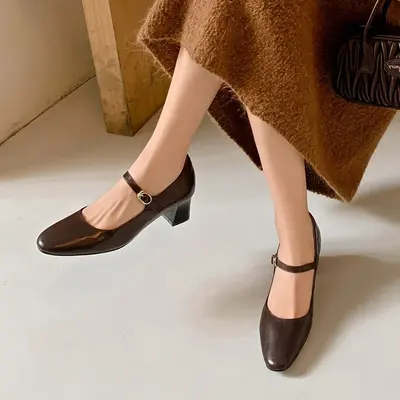 CHIKO Yamila Round Toe Block Heels Mary Jane Shoes