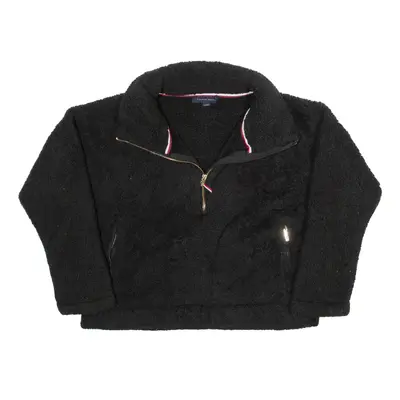 TOMMY HILFIGER Cropped Fleece Black 1/4 Zip Womens S
