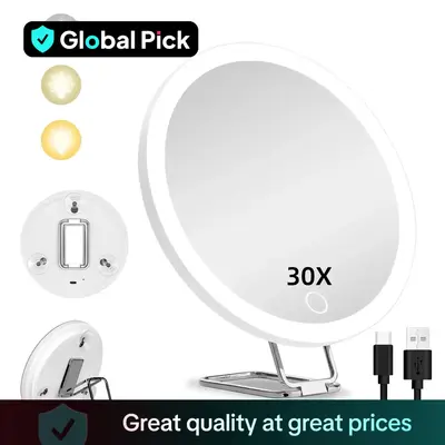 Rechargeable Lightweight Makeup Mirror, Adjustable Light Makeup Mirror with Metal Stand & 3 Suction Cup, LED Bathroom Mirrors...