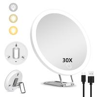 Rechargeable Lightweight Makeup Mirror, 6 Inch Adjustable Light Makeup Mirror with Metal Stand & 3pcs Suction Cup, Portable C...