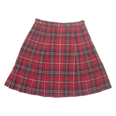 NORTON MCNAUGHTON Womens Pleated Skirt Red Midi Plaid M