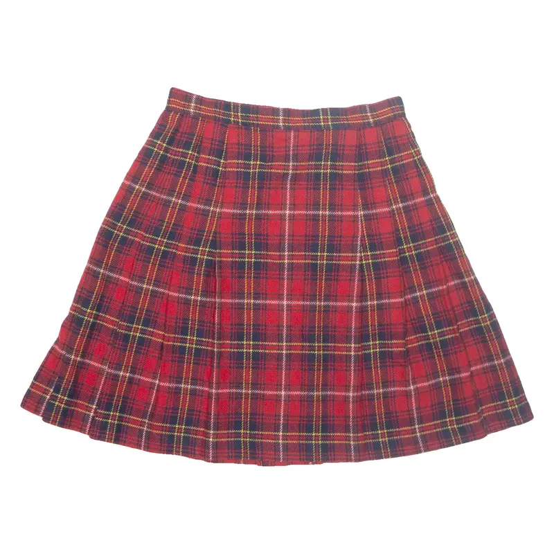 NORTON MCNAUGHTON Womens Pleated Skirt Red Midi Plaid M