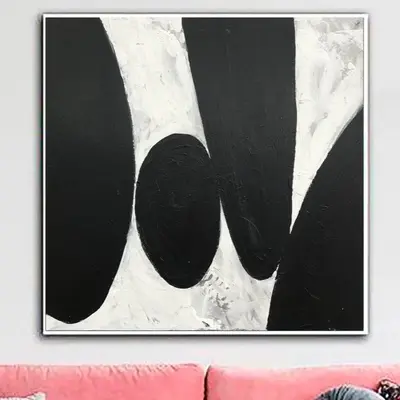 Original Oil Painting Canvas Abstract Stones Art Black and White Wall Art Custom Painting 46x46 Art Contemporary Art Wall Dec...