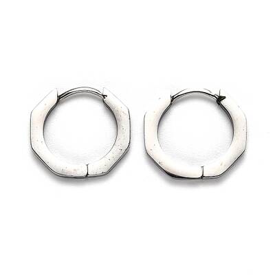 Tarnish Resistant 304 Stainless Steel Octagon Huggie Hoop Earrings