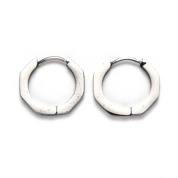 Tarnish Resistant 304 Stainless Steel Octagon Huggie Hoop Earrings