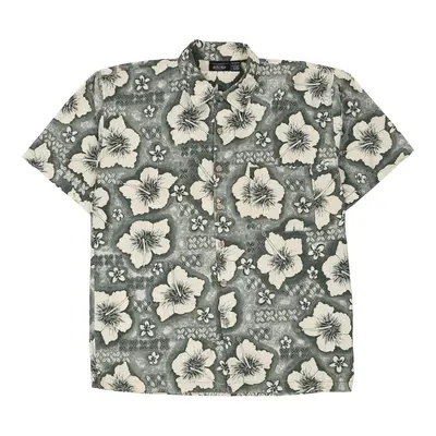Anchor Blue Hawaiian Shirt - Large Green Cotton