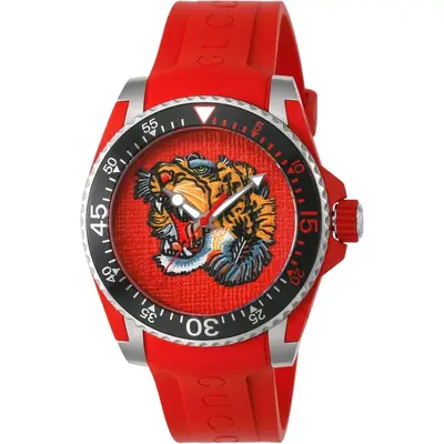 Gucci YA136315 Dive Red Tiger Head Dial Men's Watch