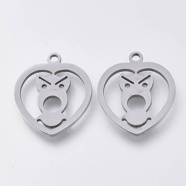 Non-Tarnish 201 Stainless Steel Puppy Pendants