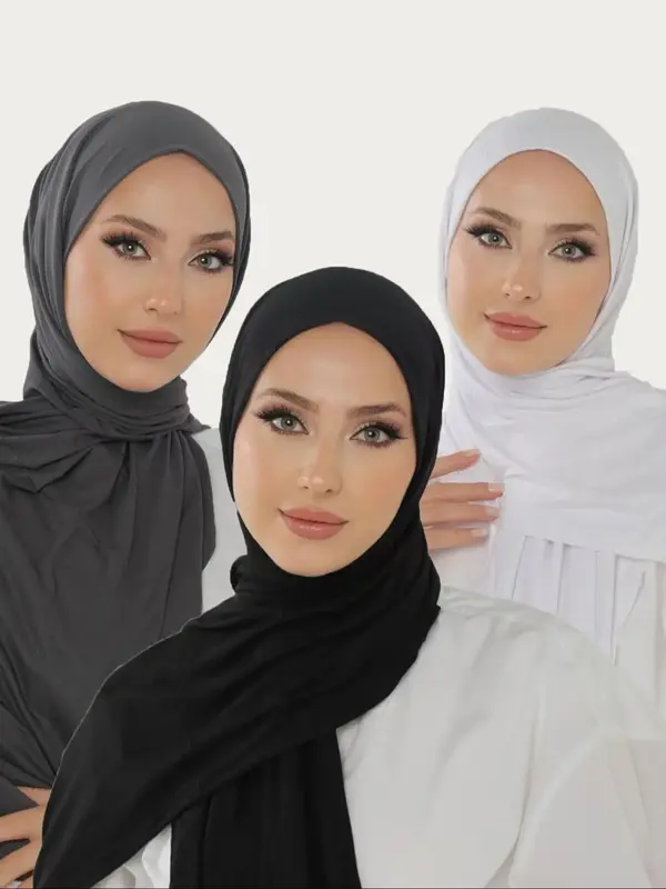 Women's Solid Color Khimar, Soft Comfortable Breathable Hijab for Daily Wear, Fashionable Muslim Clothing for Women