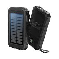 Portable Solar Power Bank 10000mAh Solar Charger with Double Bright LED Flashlight, Multifunction outdoor IP65 Waterproof sol...