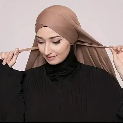 Modesty Muslim Women Soft Chic Plain Solid Color Single Layer Cross Stretch Jersey Hijab Scarf MH059 Tudung Daily