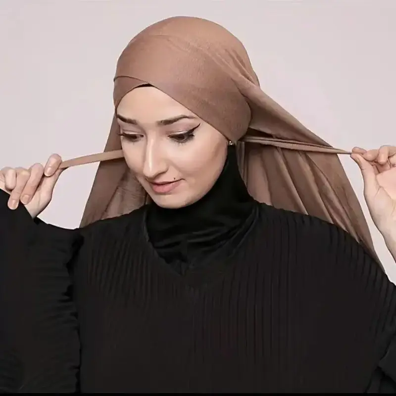 Modesty Muslim Women Soft Chic Plain Solid Color Single Layer Cross  Stretch Jersey Hijab Scarf MH059 Tudung Daily