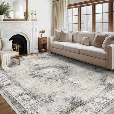 Garvee Area Rug 9x12 Washable Rug for Living Room Non-Slip Stain Resistant Large Carpet Vintage Bedroom Rug Soft Floor Cover ...