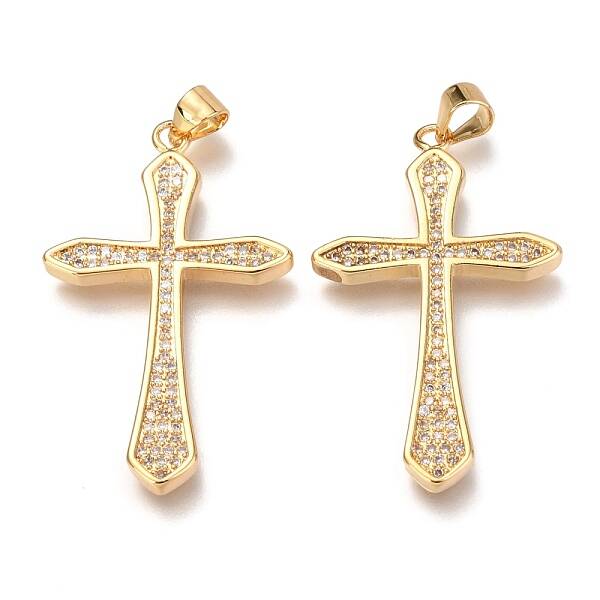 Brass Micro Pave Clear Cubic Zirconia Pendants