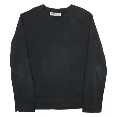 LEVI'S Slim Fit Mens Jumper Black V-Neck Tight Knit M