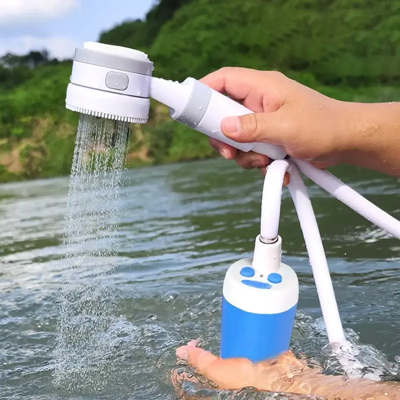 Portable Outdoor Shower Head, Battery Powered Handheld Camping Shower Head, Compact Water Pumping Shower Tool for Outdoor Cam...