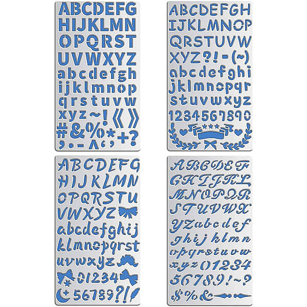 BENECREAT 4PCS 4x7 Inch Mixed Letter Number Metal Stencils for Wood carving