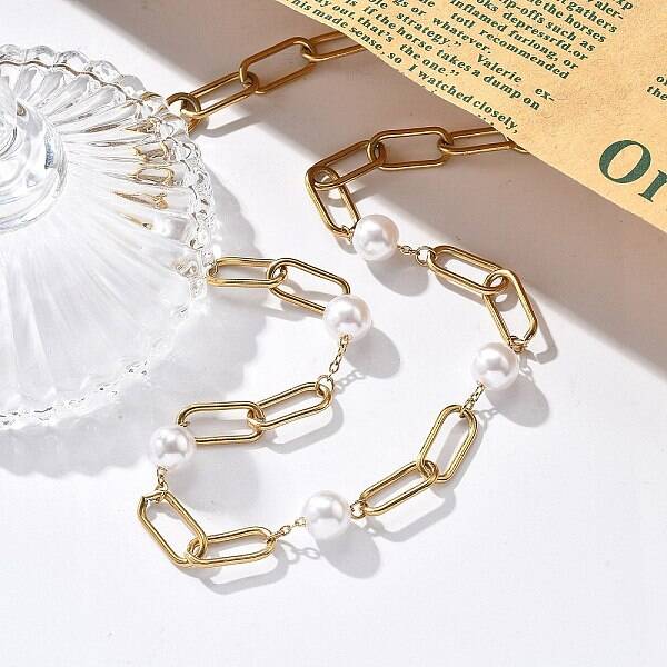 Ion Plating(IP) 304 Stainless Steel Oval Link Chain Necklaces for Women