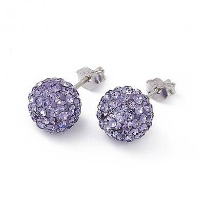 Gifts for Her Valentines Day 925 Sterling Silver Austrian Crystal Rhinestone Ball Stud Earrings for Girl