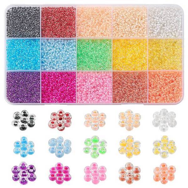 182G 14 Colors Transparent Glass Seed Beads