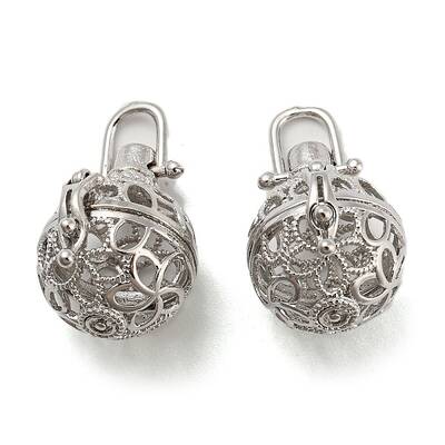 Rack Plating Brass Hollow Round Cage Pendants