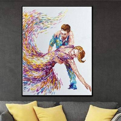 Dancing Couple Abstract Artwork Large Dancing Couple Painting Dancing Girl Oil Painting Original Modern Art Oil Artwork |  DA...