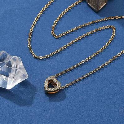 304 Stainless Steel Crystal Rhinestone Pendant Cable Chain Necklaces for Women