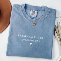Comfort Colors Pregnant Girl Summer T-shirt, Hoodie, Sweatshirt, Beach Pregnancy Announcement Shirt, Pregnancy Reveal Tee, Gi...
