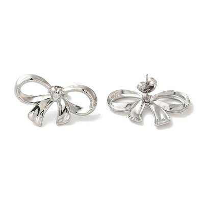304 Stainless Steel Bowknot Stud Earrings