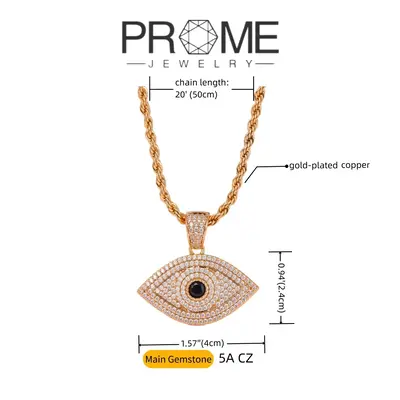 (CN001)Fashionable 'Evil Eye' Zircon Necklace Exquisite Design with Sparkling Zircon Inlay, Symbolizing Protection and Beauty...