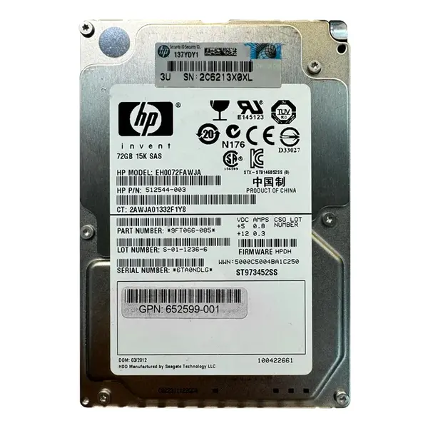 EH0072FAWJA HP 72GB 6Gb/s SAS 15000 2.5-inch Hard Drive