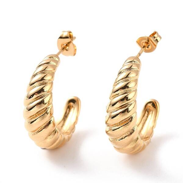 PVD Vacuum Plating 304 Stainless Steel Croissant Stud Earrings for Women
