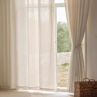 Solid Color Linen Curtain, 1 Count Modern Light Filtering Curtain, Curtains for Bedroom, Home Decor for Living Room Bedroom