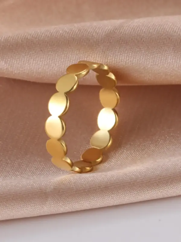 Simple Geometric Design Stainless Steel Ring, Minimalist Round Decor Ring For Women For Birthday Gift, Wedding Engagement Jew...