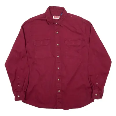 WRANGLER Mens Plain Shirt Maroon Long Sleeve M