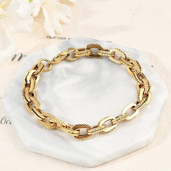 304 Stainless Steel Double Cable Link Chain Bracelets for Women Men
