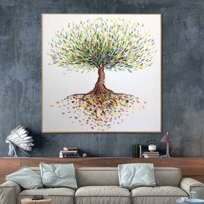 Large Abstract Tree Painting Hand Painted Art on Canvas Modern Impasto Oil Painting Unique Textured Fine Art | MONEY TREE