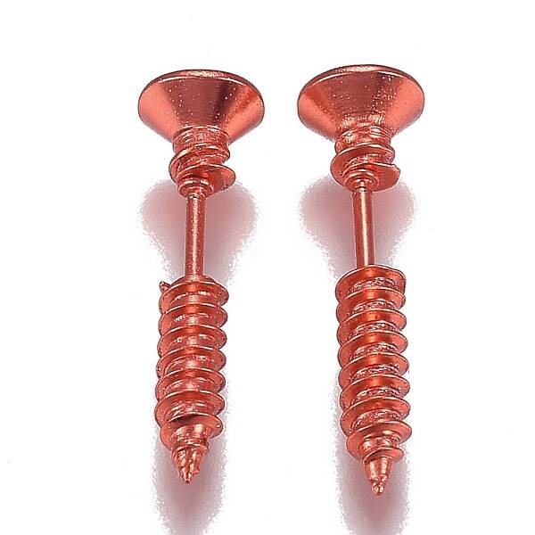 PVD Vacuum Plating 304 Stainless Steel Unisex Punk Hip-hop Rock Nail Shape Screw Pierced Stud Earrings