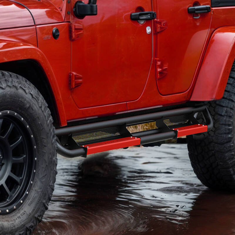 OEDRO Running Boards for 2007-2018 Jeep Wrangler JK 4 Door, with Paintable Step Plates All Steel Side Steps