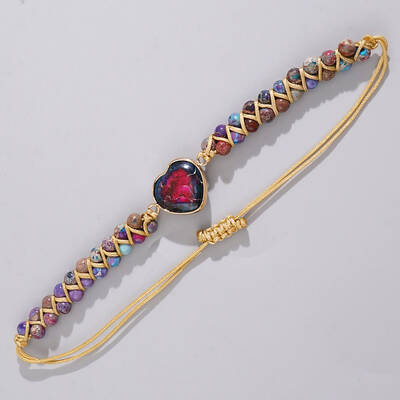 Natural & Dyed Imperial Jasper  Braided Bead Bracelets for Women