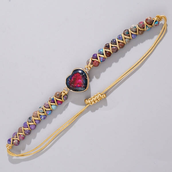 Natural & Dyed Imperial Jasper  Braided Bead Bracelets for Women