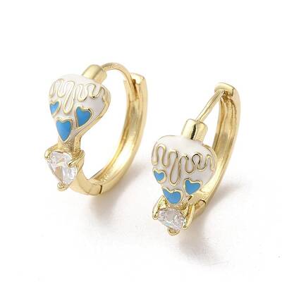 Real 18K Gold Plated Brass Heart Hoop Earrings