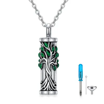 Sterling Silver Tree Of Life Urn Necklace for Ashes