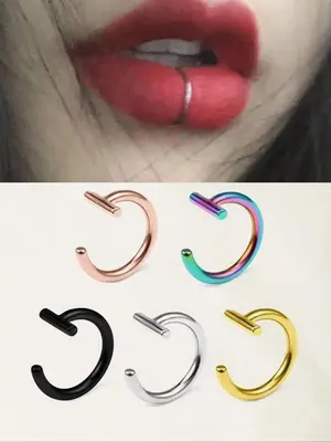 Unisex Street Trend C Shape Lip Rings, Trendy Minimalist Lip Rings, Y2k Chic Body Jewelry for Daily & Party Decor for Men & ...