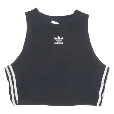 ADIDAS ORIGINALS Cropped Womens Vest Black Sleeveless Crew Neck UK 10