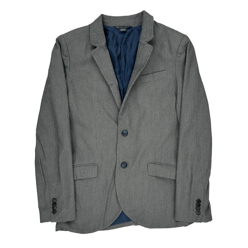 European Fabric Armani Exchange Fitted Blazer - Small Grey Polyester Blend