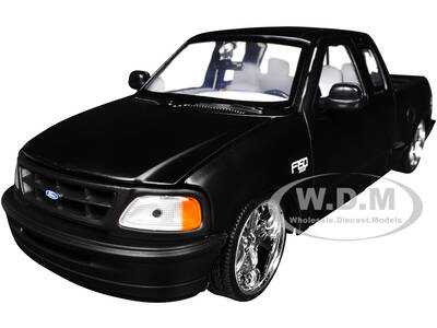 2001 Ford F-150 XLT Flareside Supercab Pickup Truck Matt Black with White Interior \